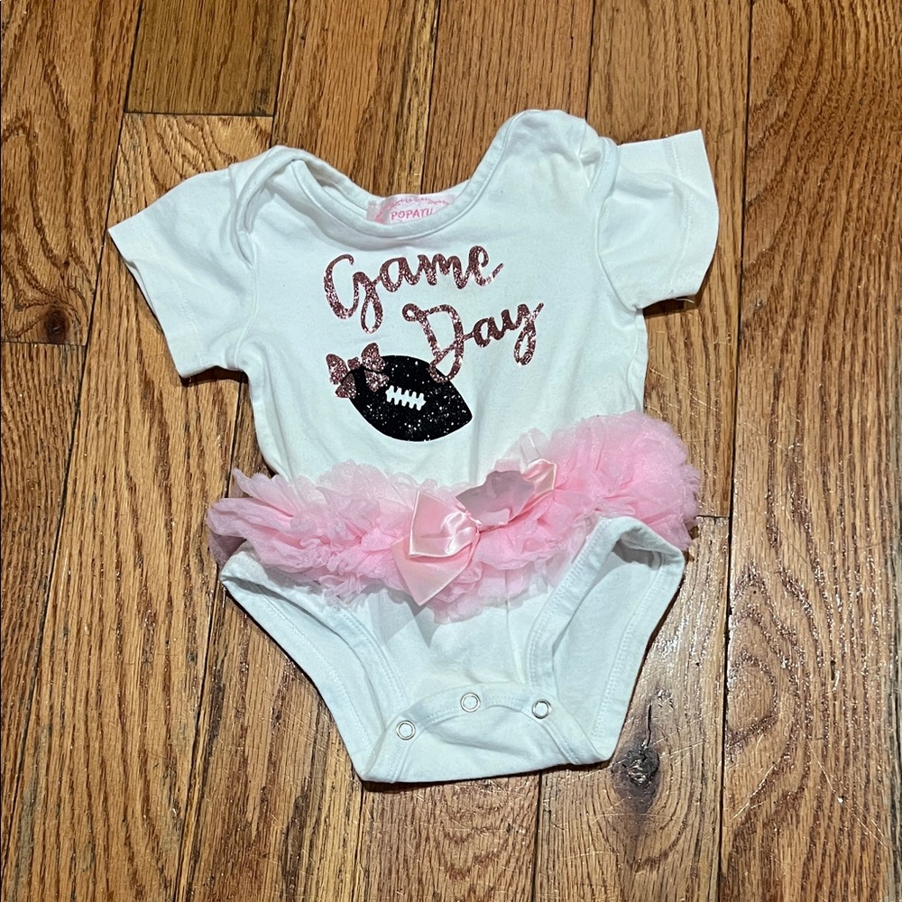 Popatu White and Pink Glitter Onesie